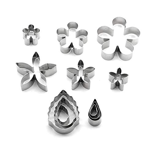 KeyZone 12 Pcs Small Stainless Steel Flower & Leaf Cookie Cutter Set Fondant Biscuit Cutter Cake Molds DIY Tools