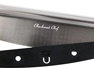 Checkered Chef Pizza Cutter - Sharp Stainless Steel Rocker Knife w/Plastic Blade Sheath - Dishwasher Safe, Outdoor Pizza Oven Accessories - 14 Inch