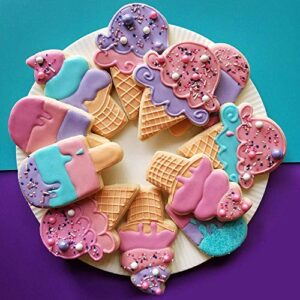 Ann Clark Cookie Cutters 3-Piece Ice Cream Cookie Cutter Set with Recipe Booklet, Popsicle, Hard and Soft Ice Cream Cone