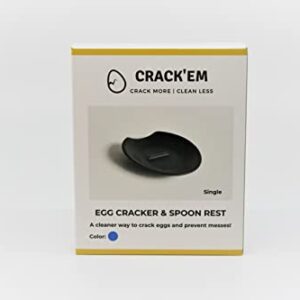 Crack'em Egg Cracker & Spoon Rest (Cobalt Blue) - Perfectly Cracks Eggs & Contains Messes - Easy to Use & Clean - Great for Kids - Prevents Broken Yolks