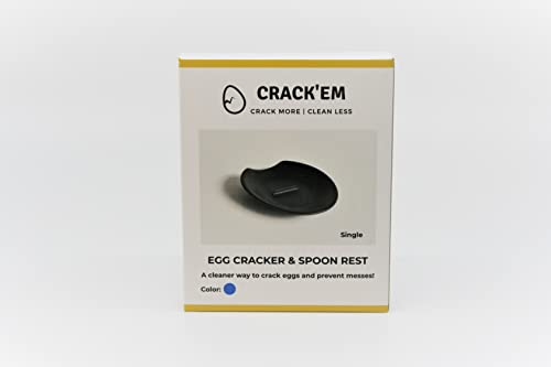 Crack'em Egg Cracker & Spoon Rest (Cobalt Blue) - Perfectly Cracks Eggs & Contains Messes - Easy to Use & Clean - Great for Kids - Prevents Broken Yolks