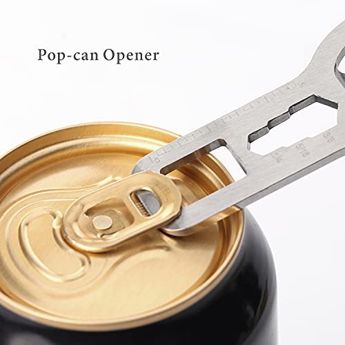 KITCHENDAO 4 in 1 Keychain Beer Bottle Opener, Portable Durable Stainless Steel Beer Opener, Gift for Men Father Husband Boyfriend, Silver 1 Pack