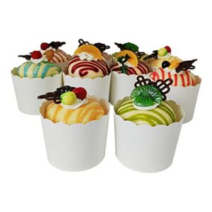 Paper Baking Cups 60-Pack Large Greaseproof Baking Cups Cupcake Muffin Cases Disposable Cupcake Wrappers For Birthday Baby Shower And Party Decorations-Pure White Color
