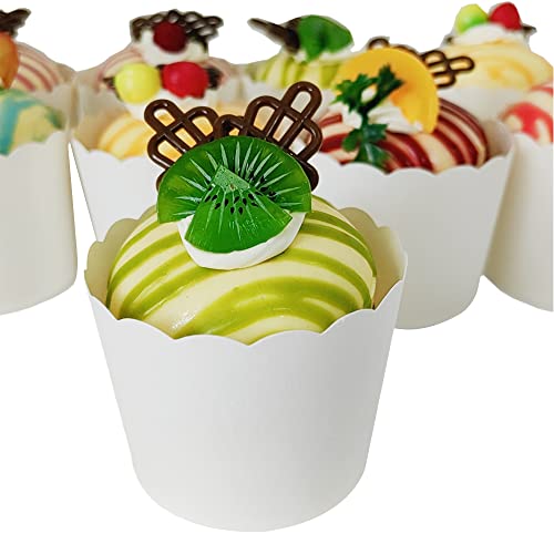 Paper Baking Cups 60-Pack Large Greaseproof Baking Cups Cupcake Muffin Cases Disposable Cupcake Wrappers For Birthday Baby Shower And Party Decorations-Pure White Color