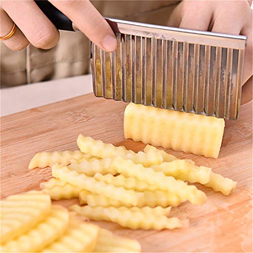 Multifunctional Potato Wavy Edged Knife , Stainless Steel Mezzaluna Chopper salad Rocker Knife Potato Slicer Chopper French Fry Maker Cutter circular cutter Gadget Vegetable Fruit Cutting (1 pcs)