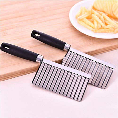 Multifunctional Potato Wavy Edged Knife , Stainless Steel Mezzaluna Chopper salad Rocker Knife Potato Slicer Chopper French Fry Maker Cutter circular cutter Gadget Vegetable Fruit Cutting (1 pcs)