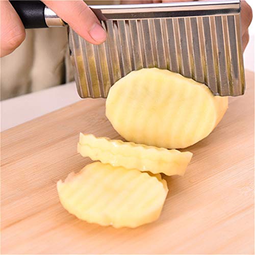 Multifunctional Potato Wavy Edged Knife , Stainless Steel Mezzaluna Chopper salad Rocker Knife Potato Slicer Chopper French Fry Maker Cutter circular cutter Gadget Vegetable Fruit Cutting (1 pcs)