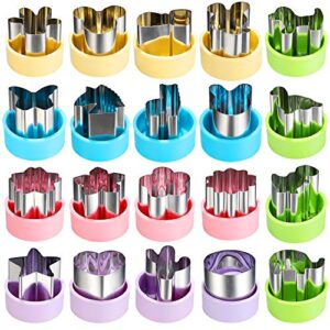 magigift 1.5" vegetable cutter shapes set - mini cookie cutters fruit cookie pastry stamps mold for kids baking and food supplement tools accessories (20pack)