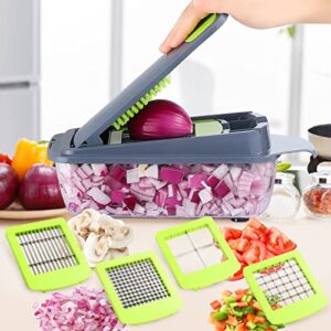 Vegetable Chopper, Heavy Duty Onion Chopper with Container, Dishwasher Safe Veggie Chopper, 4 Blade Food Chopper Dicer Cutter