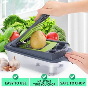 Vegetable Chopper, Heavy Duty Onion Chopper with Container, Dishwasher Safe Veggie Chopper, 4 Blade Food Chopper Dicer Cutter