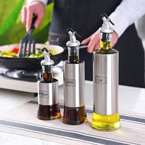 Olive Oil Spouts, Oil Vinegar Bottle Stopper Spout Leakproof Nozzle Dispenser Wine Pourer forOil, Vinegar, Olive Oil, Salad, Wine, Etc (5 pack), silver + black