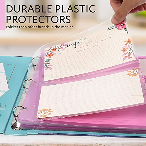 LotFancy Recipe Binder, 8.5” x 10”, with 60 Blank Recipe Cards 4x6, 30 Plastic Page Protectors, 3 Tabbed Dividers, 24 Labels - Kitchen Recipe Card Cookbook Binder Organizer Kit
