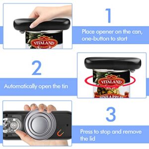 Rechargeable Electric Can Opener: Open Cans with A Simple Push of Button - Smooth Edge, Food-Safe, Automatic Handheld Can Opener for Seniors with Arthritis, Practical Kitchen Gadgets(Black)