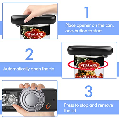 Rechargeable Electric Can Opener: Open Cans with A Simple Push of Button - Smooth Edge, Food-Safe, Automatic Handheld Can Opener for Seniors with Arthritis, Practical Kitchen Gadgets(Black)