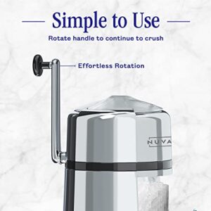 Nuvantee Ice Shaver Snow Cone Machine Manual Ice Crusher Crushes Ice to Your Desired Fineness Stainless Steel, Non-Slip , BPA Free Easy to Use Ice Crusher Hand Crank - Chrome Plated