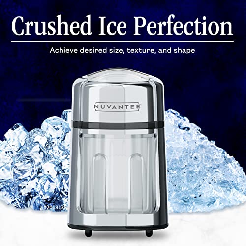 Nuvantee Ice Shaver Snow Cone Machine Manual Ice Crusher Crushes Ice to Your Desired Fineness Stainless Steel, Non-Slip , BPA Free Easy to Use Ice Crusher Hand Crank - Chrome Plated