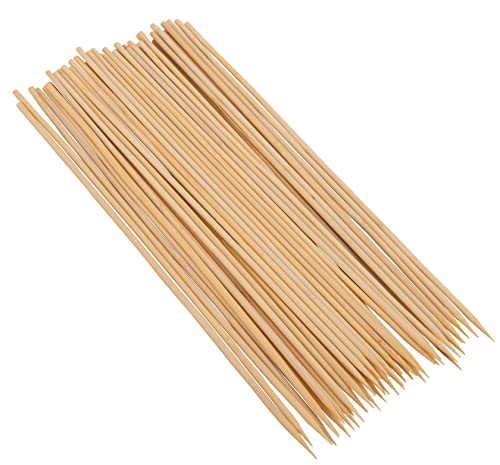 (100 PCS) Natural Bamboo 12’’ Skewers, Heavy Duty Wooden Skewers for Fruits, Kebabs, Grill, BBQ, Campfire, Suitable for Kitchen, Party, Food Catering and Crafting, Bamboo Skewers by Tezzorio