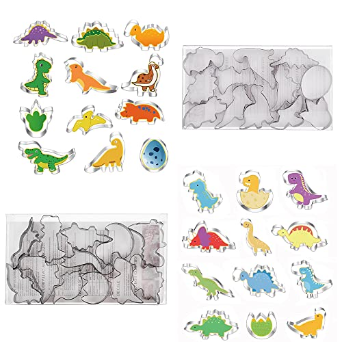 MrCookie New Dinosaur Cookie Cutters Set,Mini Small Sizes,24pcs Biscuit Molds for Kids,Cookie Molds for Baking, DIY, Kitchen, Cake, Kid's Dinosaur Party.