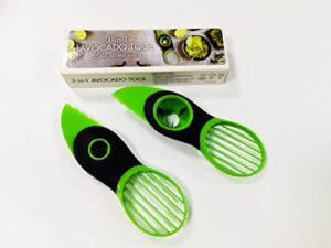avocado slicer 3 in 1, multipurpose tool., green, black, silver.