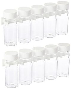 spicestor 4" spice bottle set with organizer (10-pack), clear bottle with white cap