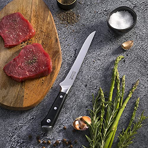 Cutluxe Boning Knife & Butcher Knife Set– Forged High Carbon German Steel – Full Tang & Razor Sharp – Ergonomic Handle Design – Artisan Series