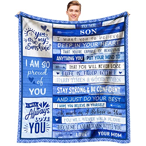 ZWERIVP Gifts for Son for Fathers Day - Son Gifts from Mom - Gift for Grown Son from Mom - Birthday Gifts Ideas for Son - Son Gifts for Graduation - Best Son Gift Throw Blanket 60 x 50 inch