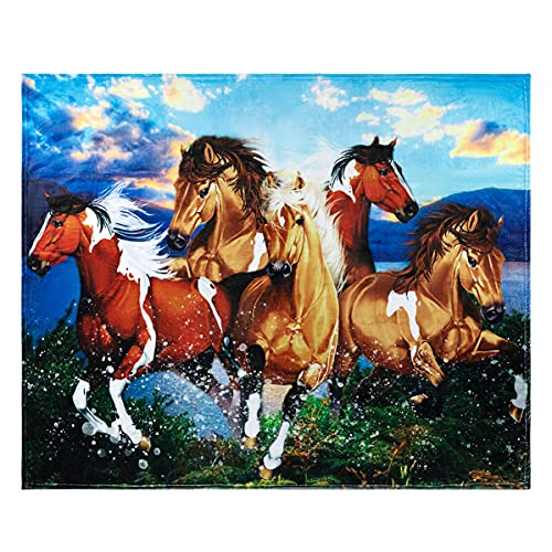 Horse Throw Blanket, Super-Soft Adorable Extra-Large Horse Throw Blanket for Girls, Teens, Adults, and Children, Fleece Horse Print Blanket (50in x 60in) Warm Plush and Cozy Throw for Traveling or Bed