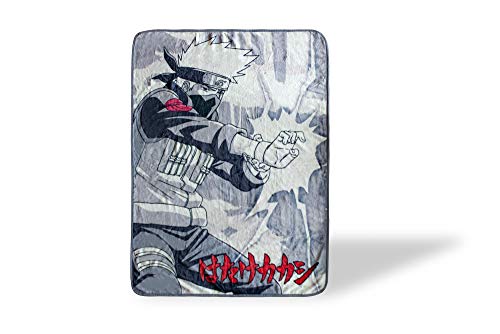 JUST FUNKY Naruto Kakashi Hatake Anime Fleece Throw Blanket | Naruto Blanket Kakashi Sensei Soft Blankets and Throws | Official Naruto Throw Blanket | Measures 60 x 45 Inches