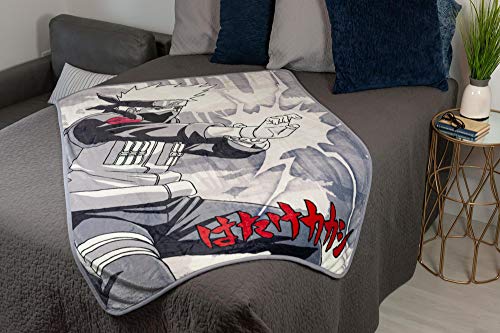 JUST FUNKY Naruto Kakashi Hatake Anime Fleece Throw Blanket | Naruto Blanket Kakashi Sensei Soft Blankets and Throws | Official Naruto Throw Blanket | Measures 60 x 45 Inches