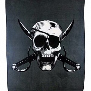 Ant Enterprises Pirate Throw Blanket, 50x60, Grey/Black/White