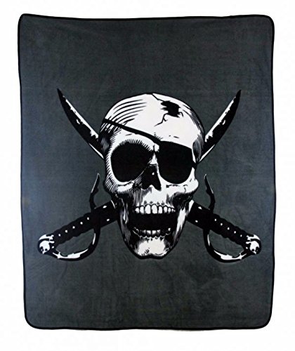 Ant Enterprises Pirate Throw Blanket, 50x60, Grey/Black/White