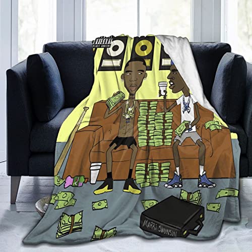 Flannel Plush Nice Young Rapper Dolph Throw Blanket for Cold Weather Outdoor Super Soft and Quality Air Conditioner Quilt Wrinkle-Resistant Blankets 80"X60"