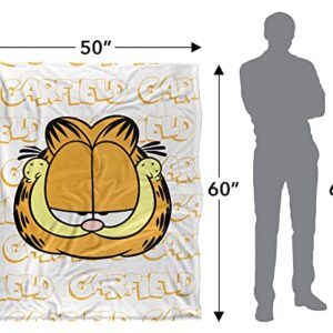 Garfield Blanket, 50"x60", Name Repeat Silky Touch Sherpa Back Super Soft Throw