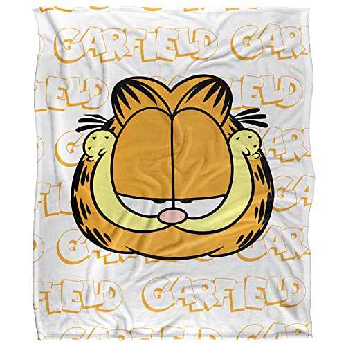 Garfield Blanket, 50"x60", Name Repeat Silky Touch Sherpa Back Super Soft Throw