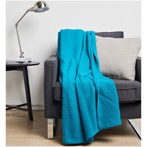 Amazon Basics Cotton Woven Throw Blanket - 90 x 90 Inches, Teal