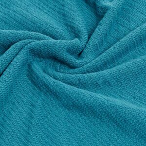 Amazon Basics Cotton Woven Throw Blanket - 90 x 90 Inches, Teal