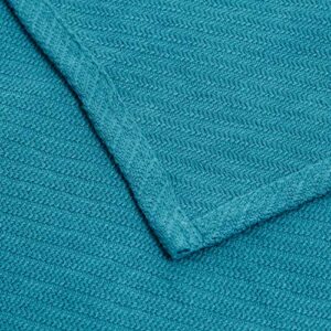 Amazon Basics Cotton Woven Throw Blanket - 90 x 90 Inches, Teal