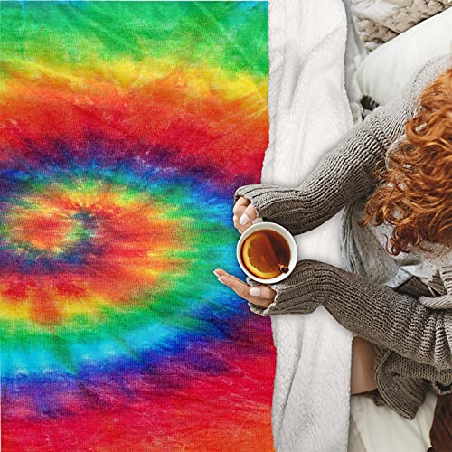 Throw Blanket Colorful Tie Dye, Cozy Fleece Blanket, Christmas Throws, Sherpa Blanket, Super Soft Blanket for Winter, Flannel Blankets for Bed Couch, Warm and Cozy Flannel Bedding Throws