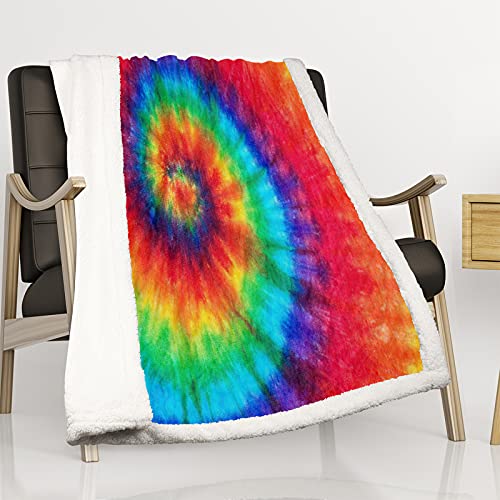 Throw Blanket Colorful Tie Dye, Cozy Fleece Blanket, Christmas Throws, Sherpa Blanket, Super Soft Blanket for Winter, Flannel Blankets for Bed Couch, Warm and Cozy Flannel Bedding Throws