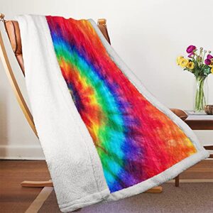 Throw Blanket Colorful Tie Dye, Cozy Fleece Blanket, Christmas Throws, Sherpa Blanket, Super Soft Blanket for Winter, Flannel Blankets for Bed Couch, Warm and Cozy Flannel Bedding Throws