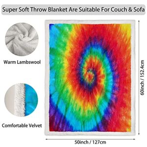 Throw Blanket Colorful Tie Dye, Cozy Fleece Blanket, Christmas Throws, Sherpa Blanket, Super Soft Blanket for Winter, Flannel Blankets for Bed Couch, Warm and Cozy Flannel Bedding Throws