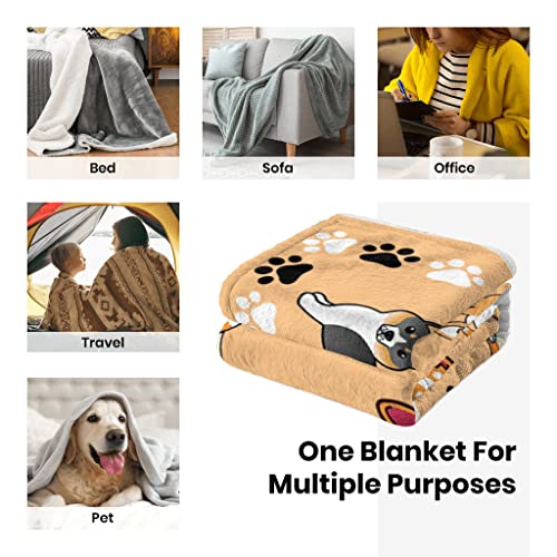 Corgi Throw Blanket Cute Dog Ultra Soft Warm Cozy Lightweight Microfiber Blankets Flannel Sherpa Fuzzy Fluffy Plush Throws for Sofa Couch Bedding All Season 60"x50"