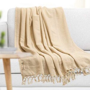 Whisper Organics Organic Cotton Throw Blanket G.O.T.S. Certified (60x80, Natural)