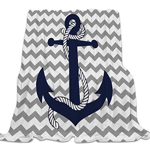 Singingin Ultra Soft Flannel Fleece Bed Blanket Chevron Ripple Waves Anchor Tie Pattern Throw Blanket All Season Warm Fuzzy Light Weight Cozy Plush Blankets for Living Room/Bedroom 40 x 50 inches