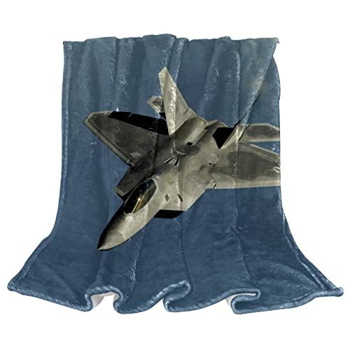 Fleece Throw Blanket for Couch Lightweight Plush Fuzzy Fighter Jet in air