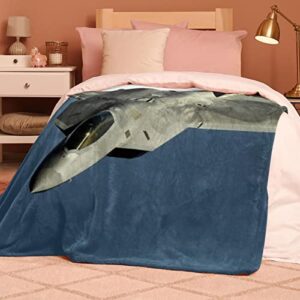 Fleece Throw Blanket for Couch Lightweight Plush Fuzzy Fighter Jet in air