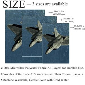 Fleece Throw Blanket for Couch Lightweight Plush Fuzzy Fighter Jet in air