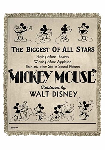 Northwest Woven Jacquard Throw Blanket, 46" x 60", Mickey Mouse Biggest of All Stars