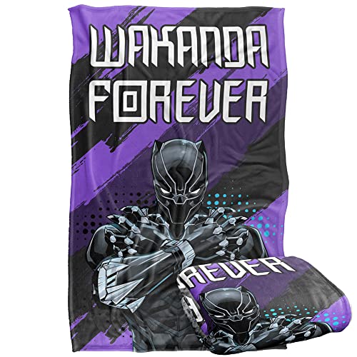 Marvel Black Panther Blanket, 36"x58", Wakanda Forever, Silky Touch Super Soft Throw Blanket