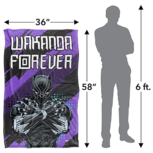 Marvel Black Panther Blanket, 36"x58", Wakanda Forever, Silky Touch Super Soft Throw Blanket